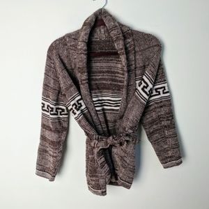 Belted Cowichan style sweater cardigan